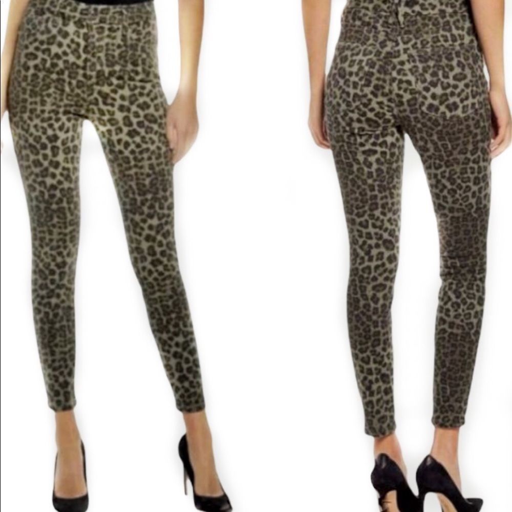 🆕GOOD AMERICAN Good legs cropped sage leopard print jeans!